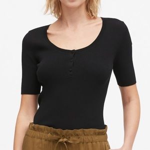 Banana Republic Stretch-Cotton Henley Sweater Top
